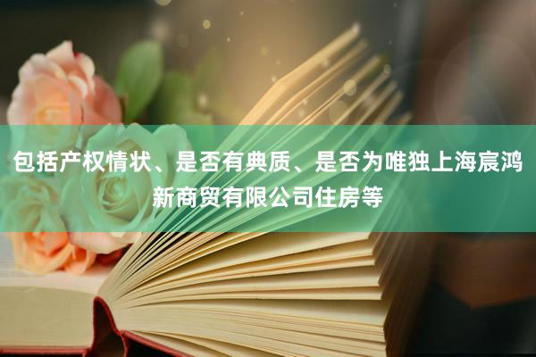 包括产权情状、是否有典质、是否为唯独上海宸鸿新商贸有限公司住房等
